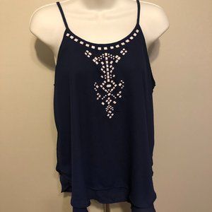 Charming Charlie Blue and White Tank